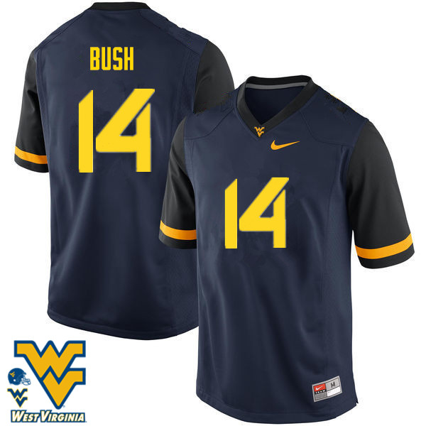 NCAA Men's Tevin Bush West Virginia Mountaineers Navy #14 Nike Stitched Football College Authentic Jersey CX23L36UX